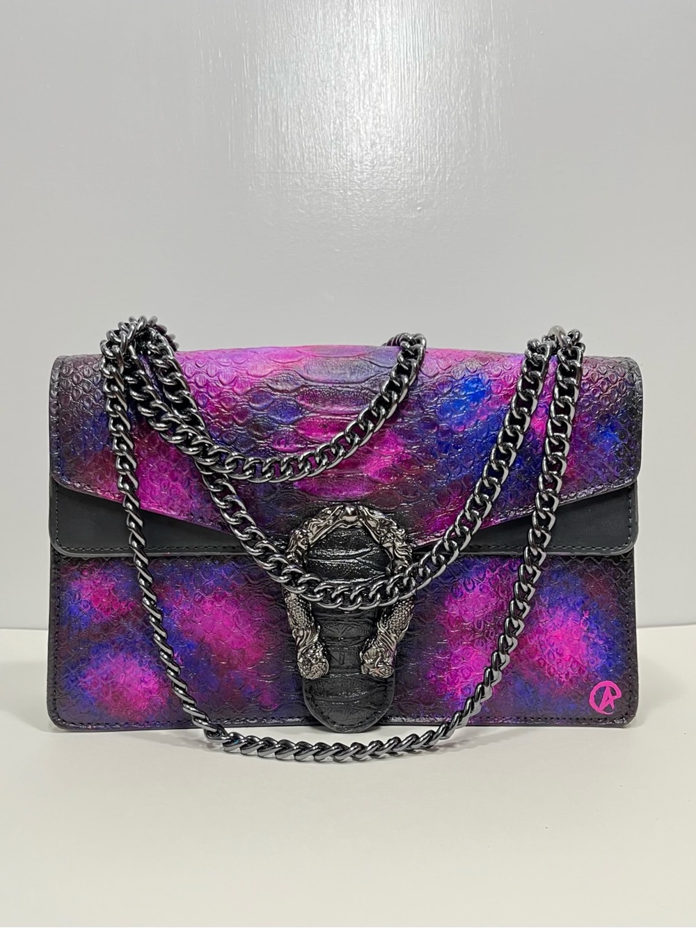 Vibrant Purple & Pink Chain Crossbody Shoulder Bag